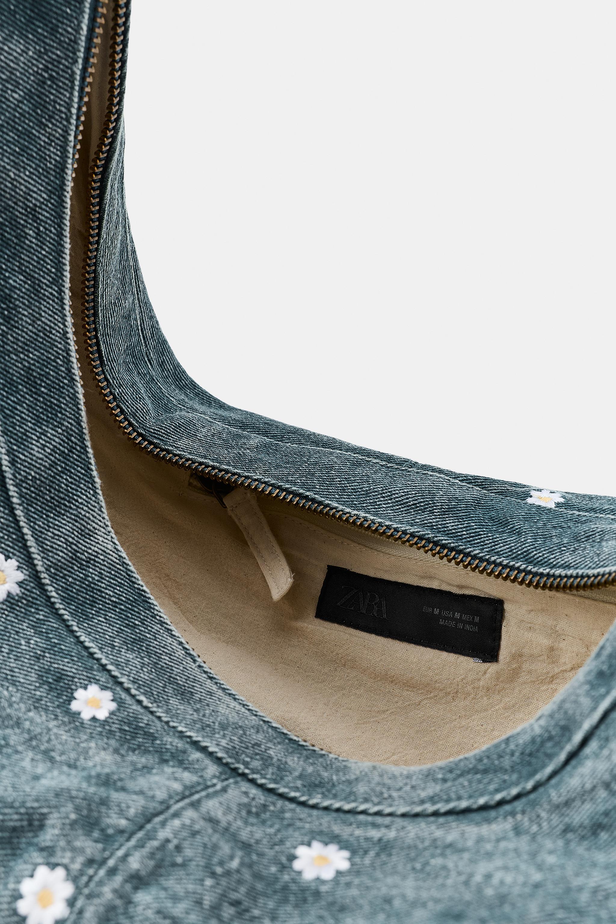 DAISY EMBROIDERED DENIM CROSSBODY BAG